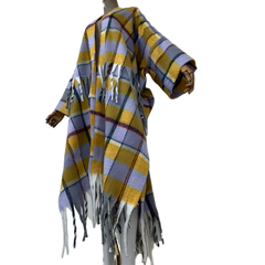 Plaid Long Tassel Cardigan - WINI