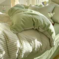 New Stripe Series Quilt Cover Skin Friendly 4-piece Bedding Set Pillow Case with Bed Sheet Four General 150x200 200x230