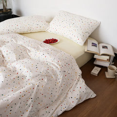 Fashion Duvet Cover Set Korean Ins Style New Flat Sheet Pillowcase No Filler Kids Adult Bedding Kit Twin Queen Bed Linen