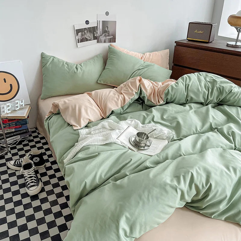 Gray Duvet Cover Set with 2pcs Pillowcase Soft Washed Cotton Comforter Quilt Cover Pillow Case Double Queen King Size