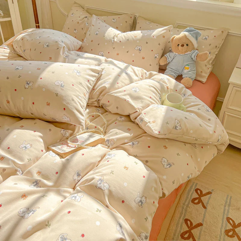 New Lattice Duvet Cover Set with Sheet Pillowcases No Filling Warm Bed Linen Twin Full Queen Size Grid Home Bedding Set