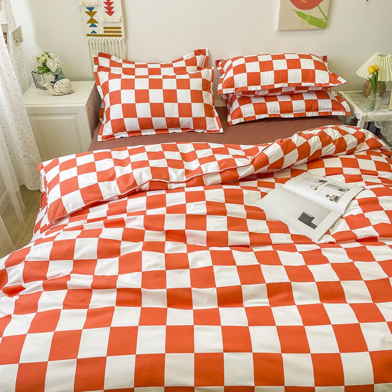 Checkerboard Bedding Set Hot Sale Single Queen Size Flat Sheet Quilt Duvet Cover Pillowcase Polyester Bed Linens Home Textile