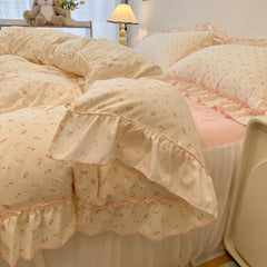 Fresh Botanical Floral Bedding Set for Kids and Adults, Leaves, Flower Duvet Cover, Pillowcases, Soft Washed Cotton, Home Textil