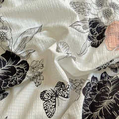 New French Lace Wash Quilt Cover Korean-style Romantic Herben-style Black Print Four-piece Set Skin Friendly Bedding Set