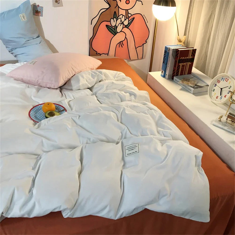 100% Cotton Bedding Set Duvet Cover Bed Sheet Pillowcase Skin Friendly Quilt Cover Set Bedroom Decor King Size Double Bed Sets