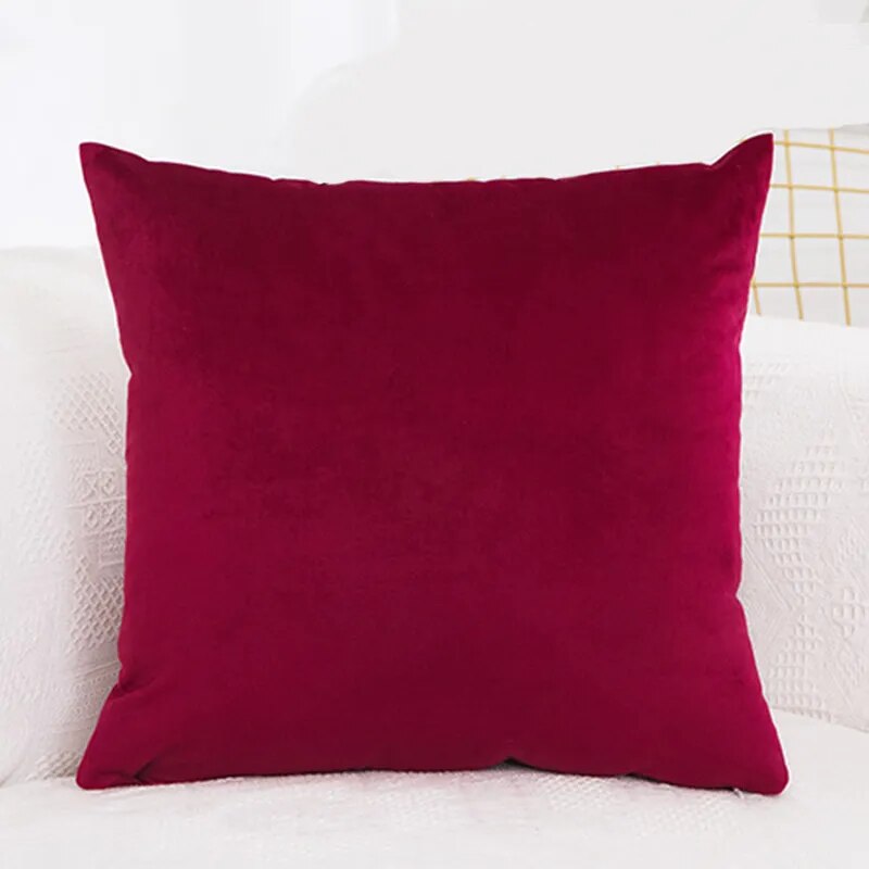 45x45cm Solid Color Luxury Velvet Throw Pillow Case Sofa Car Seat/Back Lumbar Cushion Cover Home Decor Bed Soft Pillowcase