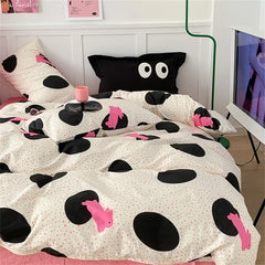 New Fashion Bedding Set Ins Floral Single Double Size Duvet Cover Flat Sheet Pillowcase Grid Solid Color Home Girls Bed Linens