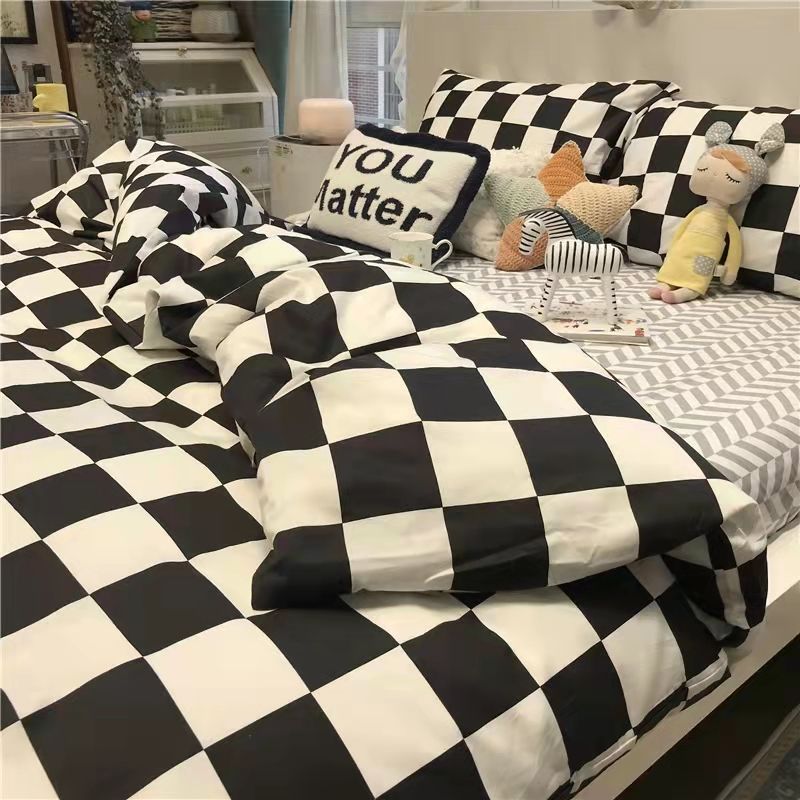 Bedding Set Nordic Single Double Flat Sheet Duvet Cover Pillowcase Soft Microfiber Full Queen Size Bed Linen