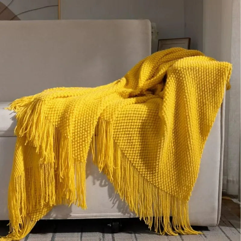 2025 new room tassel towel blanket sofa towel bedside blanket bedside flag hotel blanket