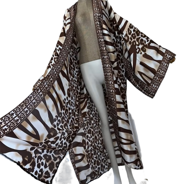 Cozy Silk Zebra Print Maxi Cardigan - WINI