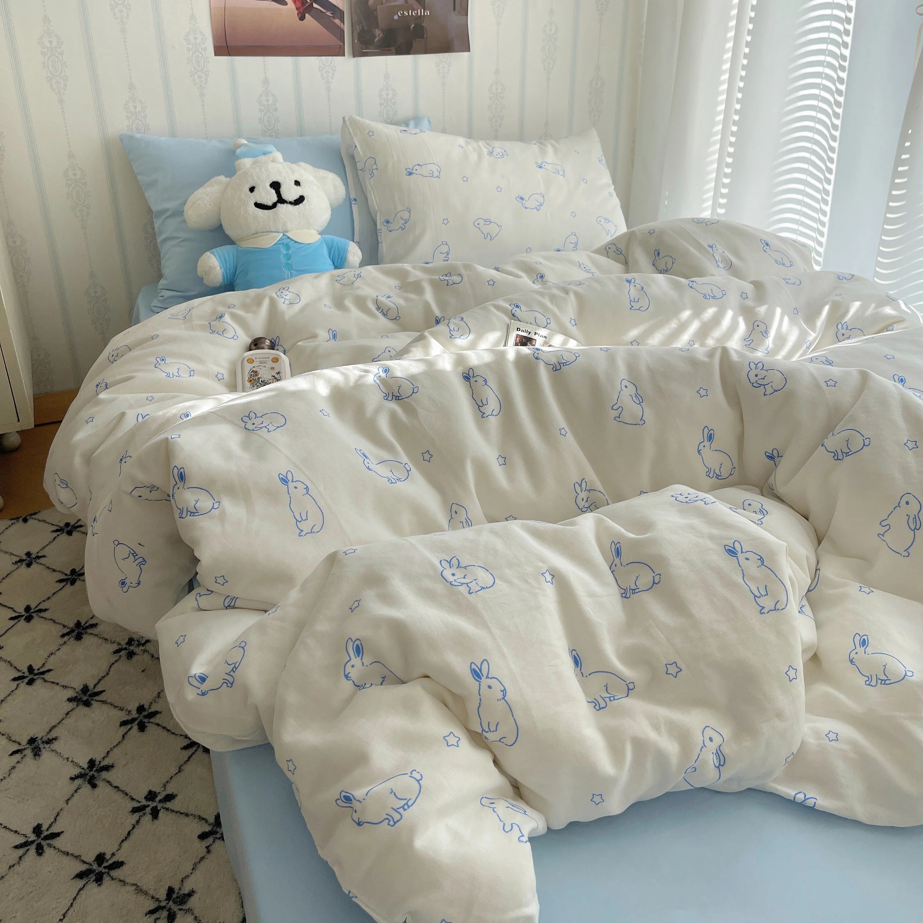 Bed Linen Bed Sheets Set Sweet Dots Duvet Cover Set Quilt Cover Bed Sheet Girls Quilt Sets Queen Size INS Blogger Comforter Sets