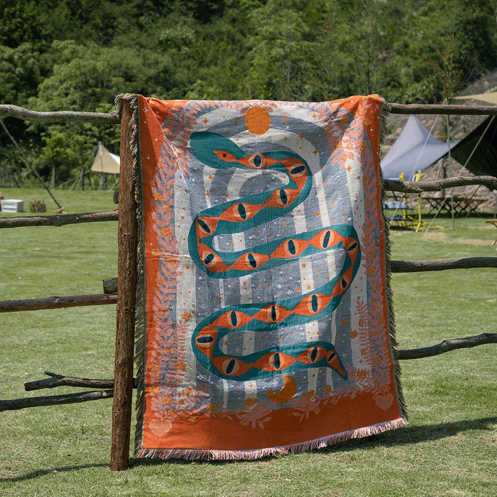 Retro Boho Cotton Linen Blanket Sofa Towel Knit Bohemian Bedspread Pad Mat Bohemian Throw Travel Bedspread Sofa Cover Blankets