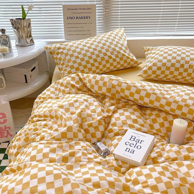 Checkerboard Bedding Set No Comforter Hot Sale Single Queen Size Flat Sheet Quilt Duvet Cover Pillowcase Polyester Bed Linens