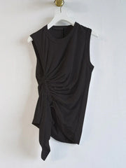 Irregular Ruched Slim Fit Sleeveless T-Shirt