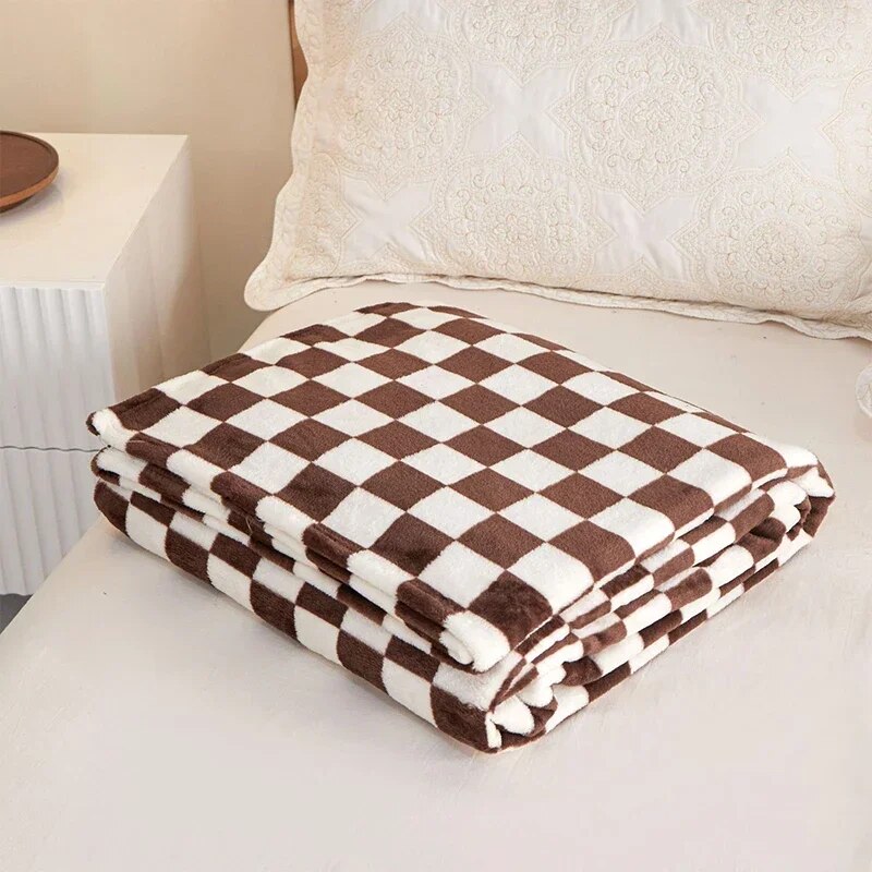 Ins Checkerboard Blanket Classic Plaid Sofa Blanket Spring and Summer Air Conditioning Blanket Office Nap Shawl Cushion Sofa