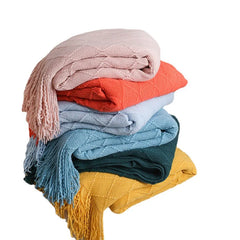 Nordic Knitted Shawl Sofa Blanket with Tassels Scarf  Sofa Emulation Fleece Throw Blanket TV Blankets Bed End Decor Drop Ship