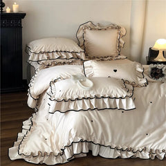 Luxury 1000TC Australian Long Staple Cotton French Princess Wedding Bedding Set Ruffles Edge Duvet Cover Bed Sheet Pillowcases
