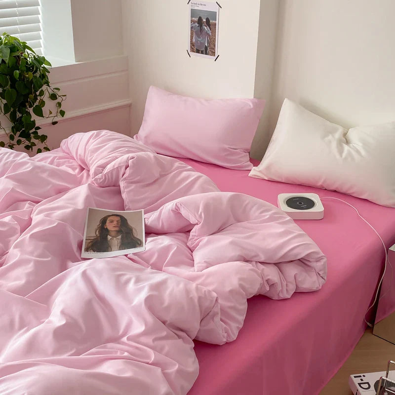 Black Rose Bedding Set Solid 3/4pcs Home Linens Contrast Duvet Cover Pillowcase Flat/Fitted Sheet King Brife Sexy Room Decor