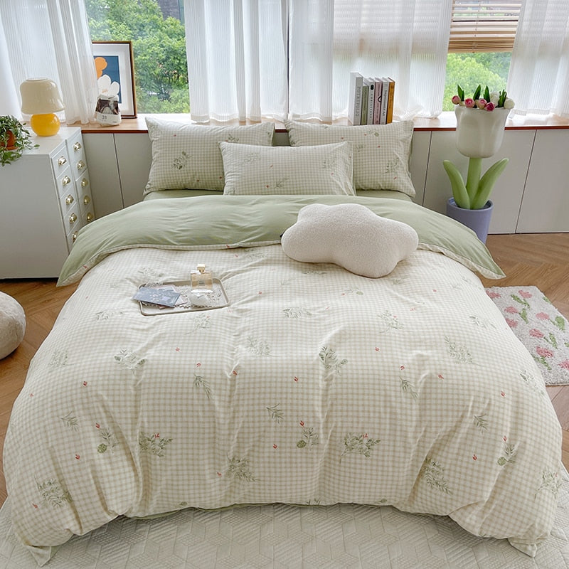 100% Cotton,133x72 Fabric,Twill Pastoral Floral Vintage Bedding Set,Duvet Cover 200x200 With Flowers,No Bed Sheet