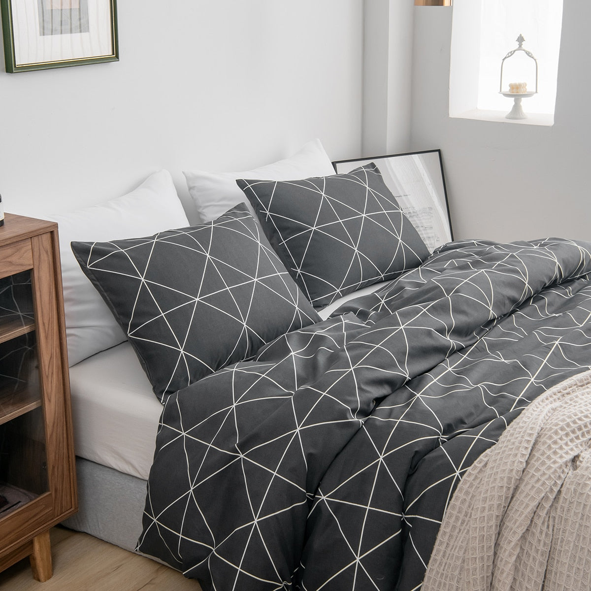 All Season Nordic Fashion Flat Sheet Set and Bedding Quilt Duvet Cover and Pillowcase for Home Decor Twin Queen King Size