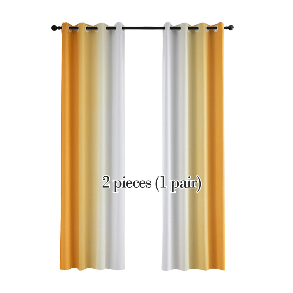 2 Pcs Gradient Color Balckout Curtains for Bedroom Living Room Kitchen Modern Curtains Treatment Blinds Custom Made
