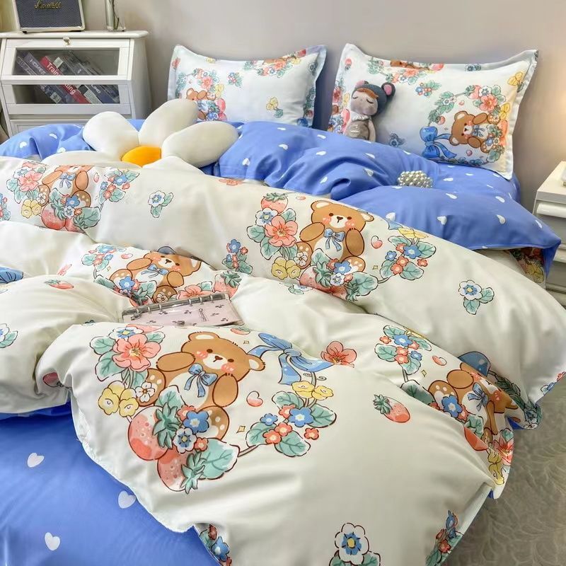 Bedding Set Nordic Single Double Flat Sheet Duvet Cover Pillowcase Soft Microfiber Full Queen Size Bed Linen