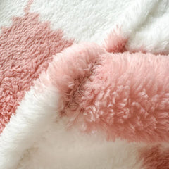Fluffy Pink Plaid Flannel Blanket Bedroom Sofa Throw Blanket Travel Camping Soft Plaid Multifunctional Blankets for All Seasons