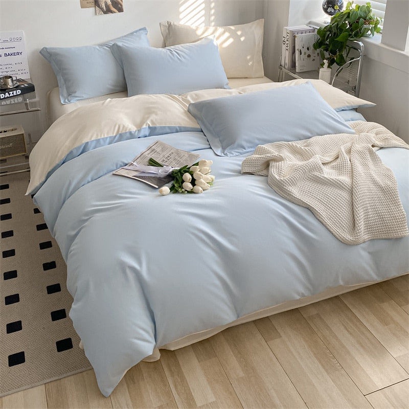 Bedding Set Boy Girl Duvet Cover Flat Sheet Pillowcase Aesthetic Bedcloth Double Cover Flat  Soft Comfort  Bed Sheet Pillowcase
