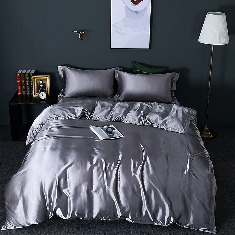 blending Mulberry Silk Bedding Set Silky High-end Queen Size Duvet Cover Set with Fitted Sheet Luxury Bedding Sets King Bed Sets
