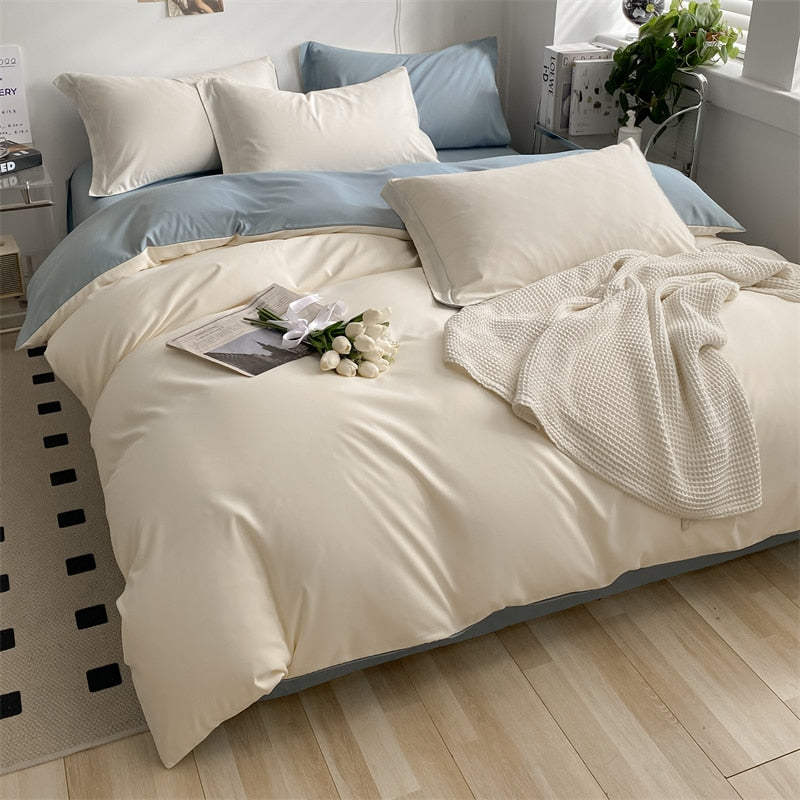 Bedding Set Boy Girl Duvet Cover Flat Sheet Pillowcase Aesthetic Bedcloth Double Cover Flat  Soft Comfort  Bed Sheet Pillowcase