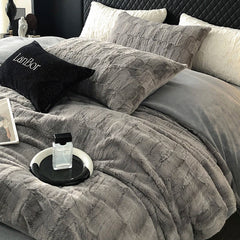 Luxury Brand New Black Plush Shaggy Duvet Cover Set Winter Warm Fur   Fluffy Velvet Noble Bedding Set Bed sheet  Soft Velvet 4pc