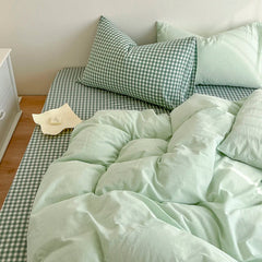 Japanese Simple Stripe Quilt Cover Washed Cotton Bed Sheet Pillowcase Twin Full Queen Bed Linen Adult Duvet Cover Set No Filler