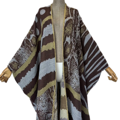 Cozy Retro Print Maxi Cardigan - WINI