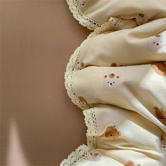 INS Girls Cherry Soft Bedding Set Washed Cotton Bed Sheet Queen King Size Duvet Set Flower Comforter Set Pillowcase Bed Linens