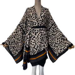 Chic Leopard Print Midi Kimono Cardigan - WINI