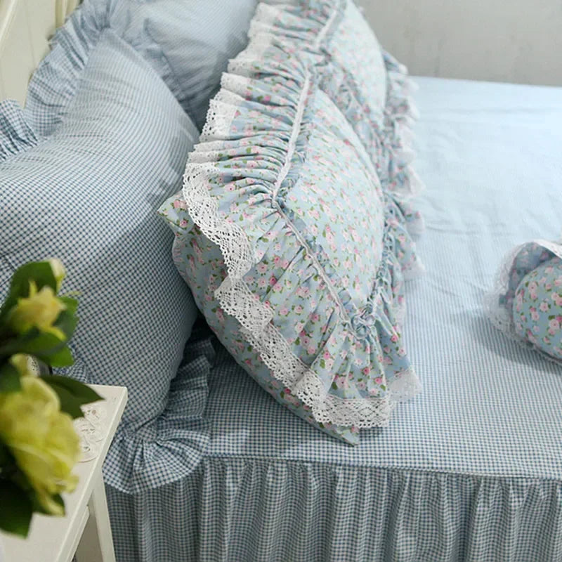 2pcs refresh print pillow case Embroidered lace pillow cover pastoral style bedding pillowcases pillow sham without filler sale