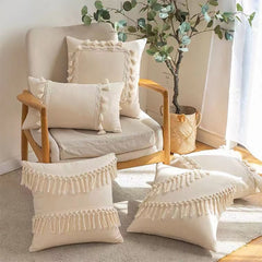 Boho Decorative Throw Pillow Covers With Tassel For Couch Bed Sofa Morocos Lumbar Tufted Pillowcase 45X45 Home Decor