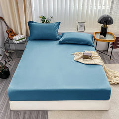1Pc Fitted Bed Sheet With Elastic Band Solid Color Anti-slip Adjustable Mattress Cover for Single Double King Queen Bed