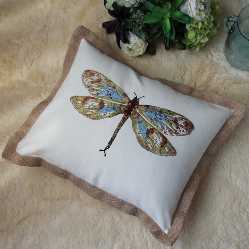 45x45cm Throw Pillows Cotton Linen Flower Embroidery Pillowcase Cover Sofa Car Cushion with Core Home Decor for Living Room