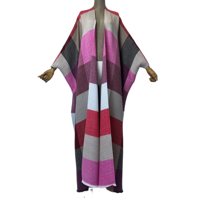 Plaid Pleated Long Cardigan - WINI