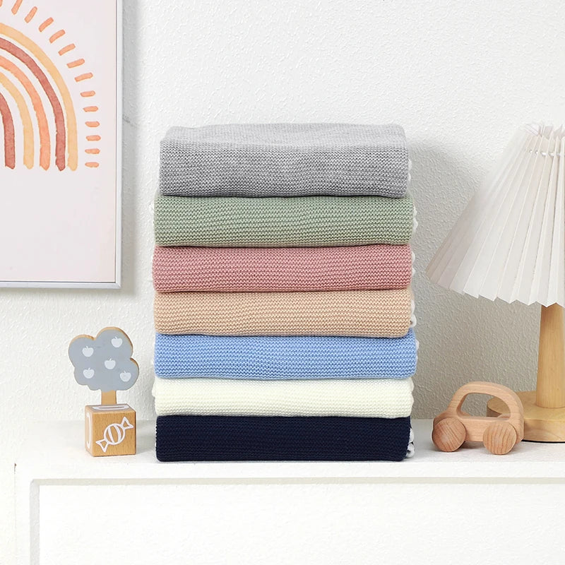 Baby Blankets Knitted Newborn Boy Girl Bedding Quilt 90*70CM Plaid Infant Stroller Swaddle Envelop Wrap Fashion Solid Super Soft