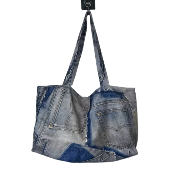 Cool Patchwork Denim Tote Bag  - WINI