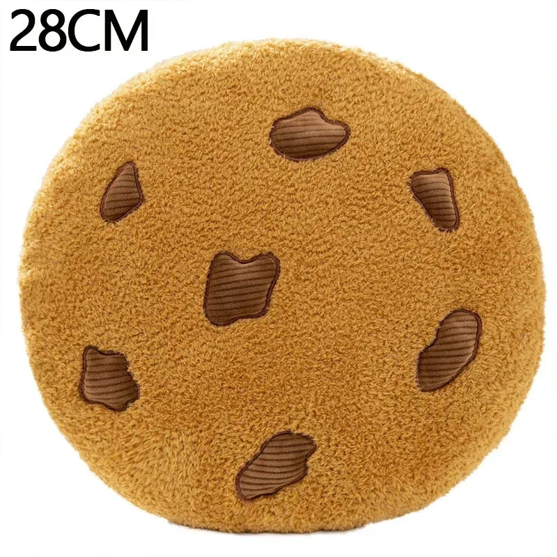 Creative Cookies Pillows Round Shape Chocolate Biscuits Stuffed Plush Toys Realistic Food Snack Seat Cushion Plushie Props Gifts