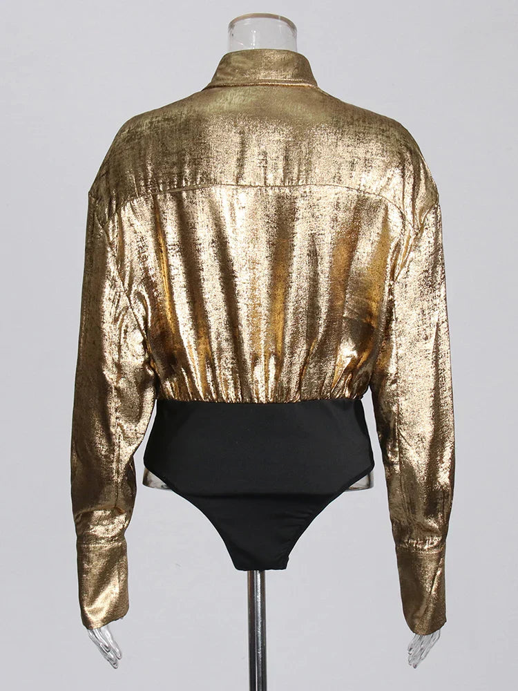 Hot Stamping High Waist Patchwork Top