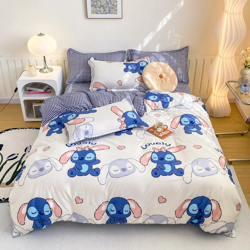 Cartoon Print Home Bedding Set Simple Fresh Comfortable Duvet Cover Set with Sheet Comforter Covers Pillowcases Bed Linen