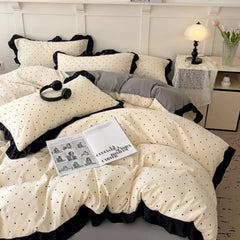 French New Class A Bed Set Four-piece Set Comforter Washed Cotton Four-season Skin Friendly Quilt Cover Three-piece Bedding Set