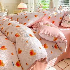 Purple Flower Duvet Cover Set Floral Bedding with Sheet Pillowcase Single Double Bed Quilt Cover for Girls Home Textiles