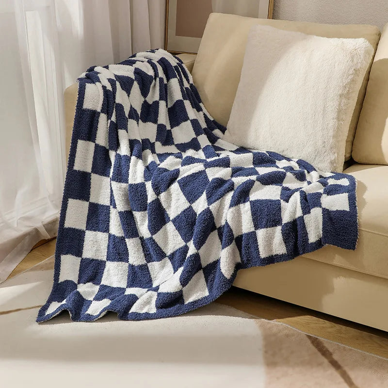 Textile City Ins Nordic Sofa Blanket Checkerboard Plaid Velvet Throw Blanket Home Sofa Cover Knitted Blanket 150x200cm
