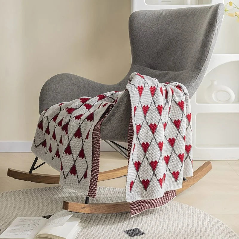 Ins Love Heart Knitted Blanket Soft Throw Blanket For Bed Sofa Towel For Girls Gift Decor Home Bedding 130x150cm