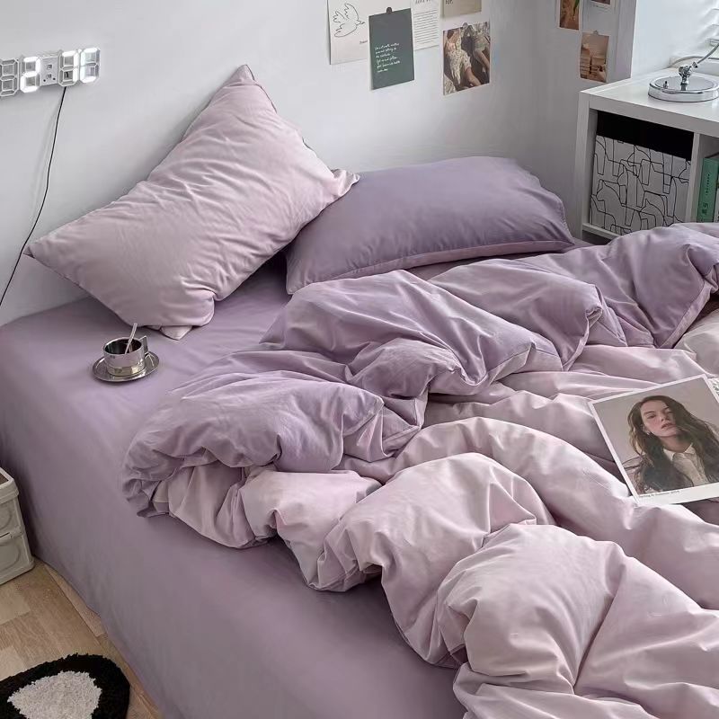 Bedding Set Nordic Single Double Flat Sheet Duvet Cover Pillowcase Soft Microfiber Full Queen Size Bed Linen